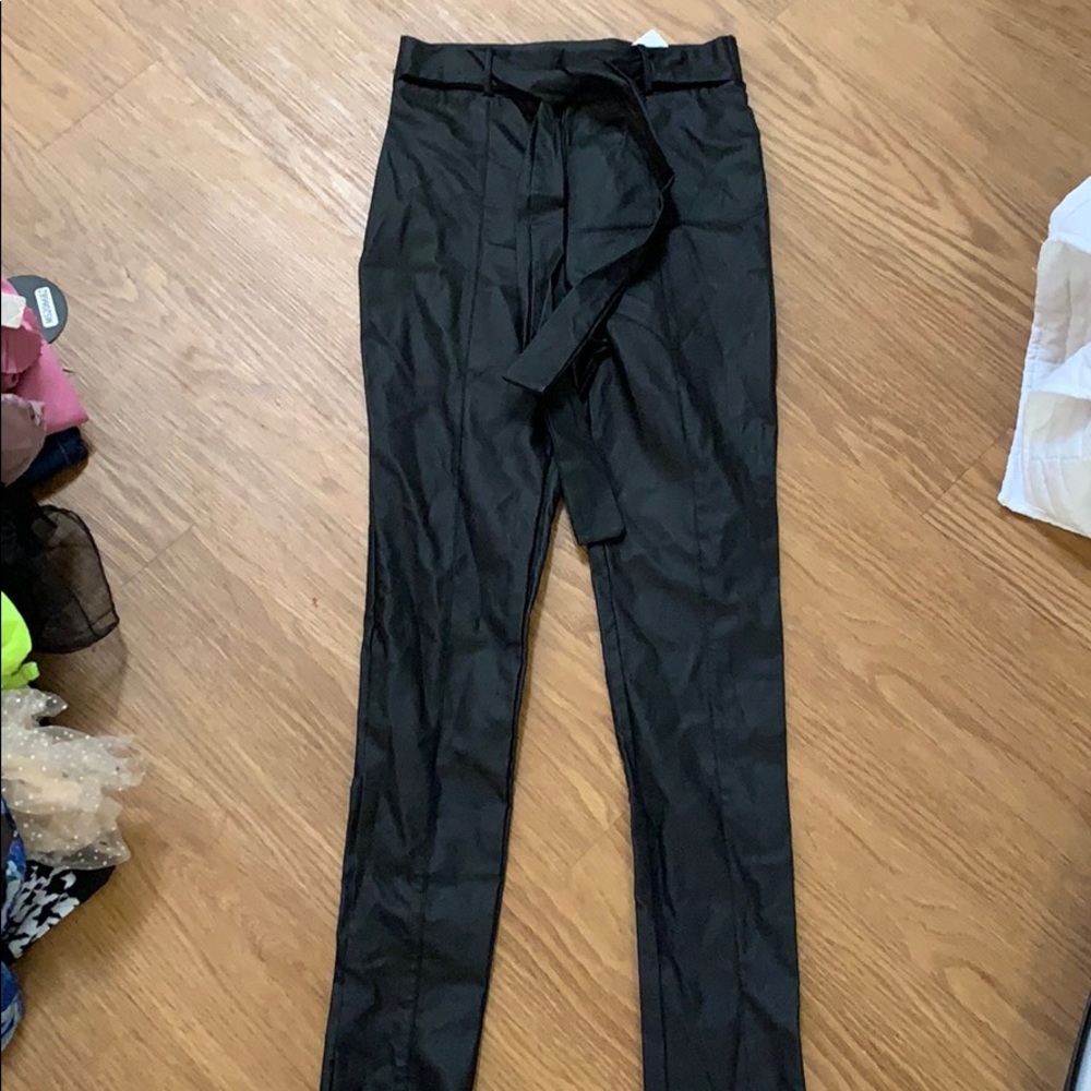 Faux leather pants